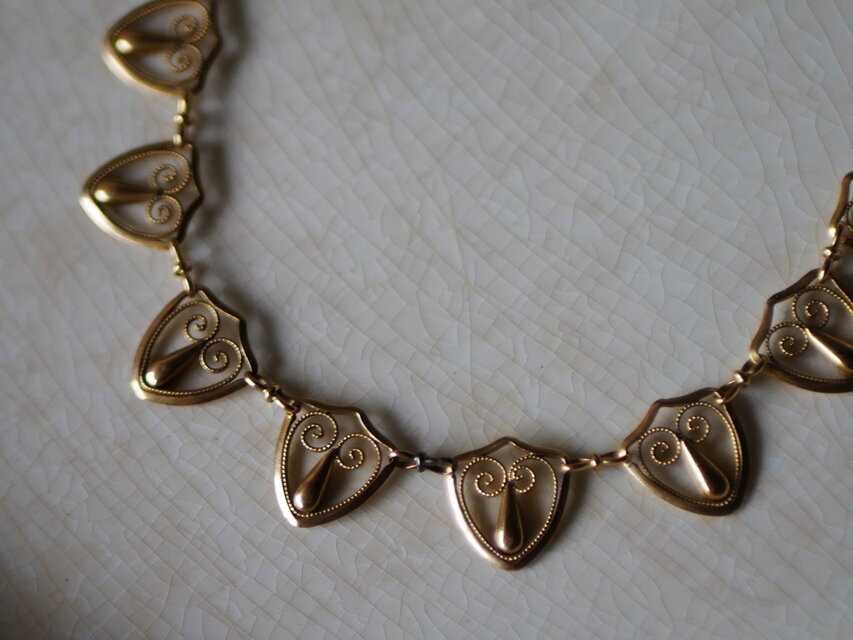 フランス　アンティーク　ネックレス　フィリグリー　18k ジュエリー FN-18】 フィリグリー K18 アンティークネックレス フランス