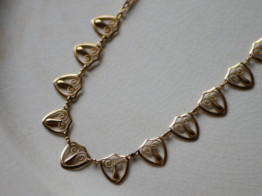 FN-18】 フィリグリー K18 アンティークネックレス フランス