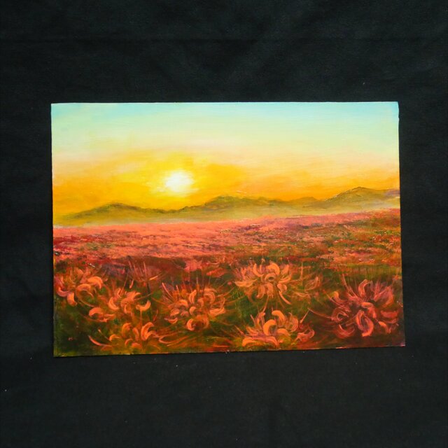 油絵 【彼岸花の夕日】 | iichi 日々の暮らしを心地よくする