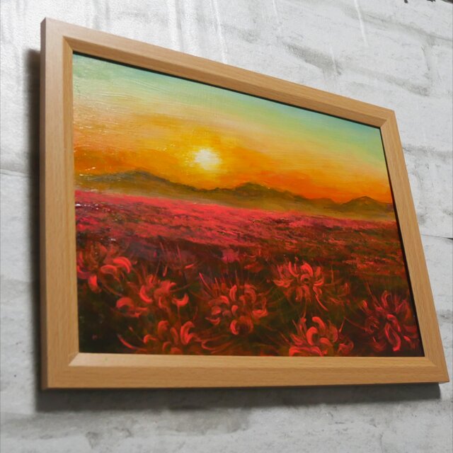 油絵 【彼岸花の夕日】 | iichi 日々の暮らしを心地よくする