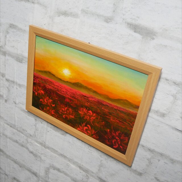 油絵 【彼岸花の夕日】 | iichi 日々の暮らしを心地よくする