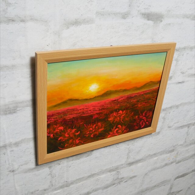 油絵 油彩 油彩画 絵 絵画 【彼岸花の夕日】 油絵 油彩 油彩画 絵 絵画 【彼岸花の夕日】 絵画 HR 通販