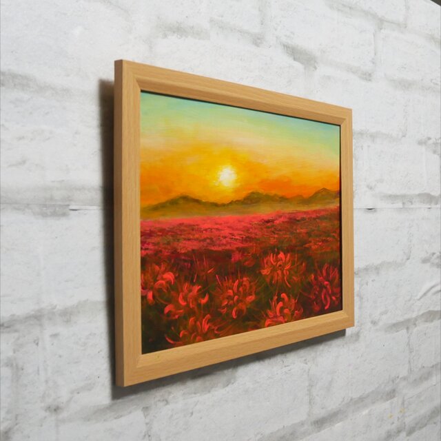 油絵 【彼岸花の夕日】 | iichi 日々の暮らしを心地よくする