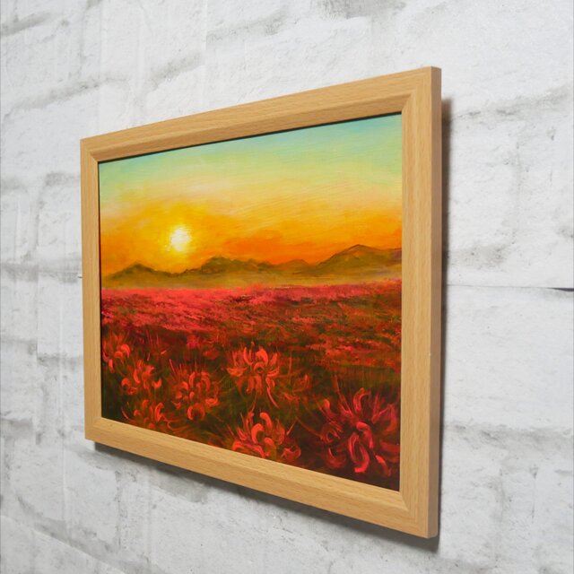 油絵 【彼岸花の夕日】 | iichi 日々の暮らしを心地よくする