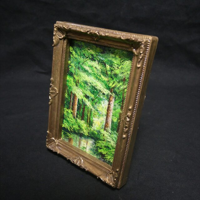 油絵 ミニ絵画【新緑の森】 | iichi 日々の暮らしを心地よくする