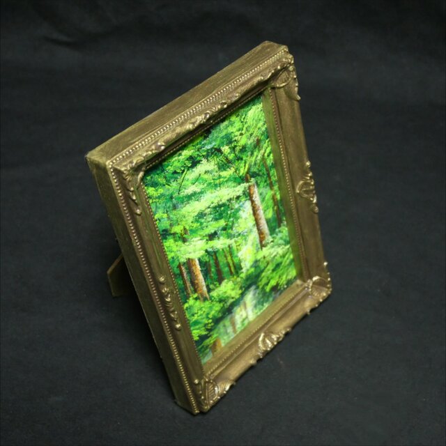 油絵 ミニ絵画【新緑の森】 | iichi 日々の暮らしを心地よくする