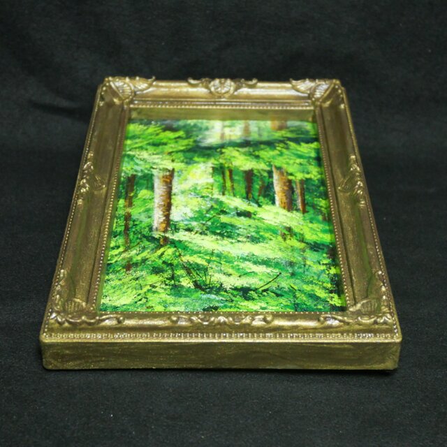 油絵 ミニ絵画【新緑の森】 | iichi 日々の暮らしを心地よくする