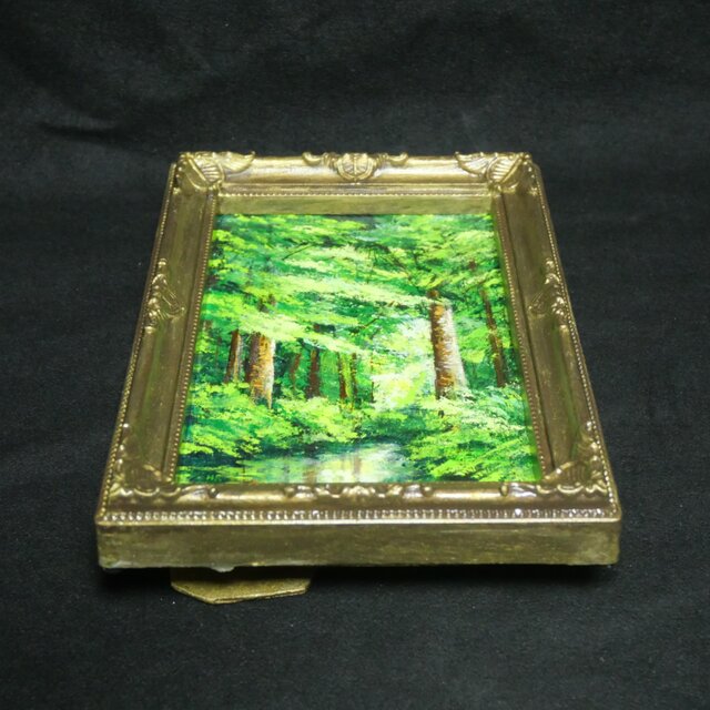油絵 ミニ絵画【新緑の森】 | iichi 日々の暮らしを心地よくする
