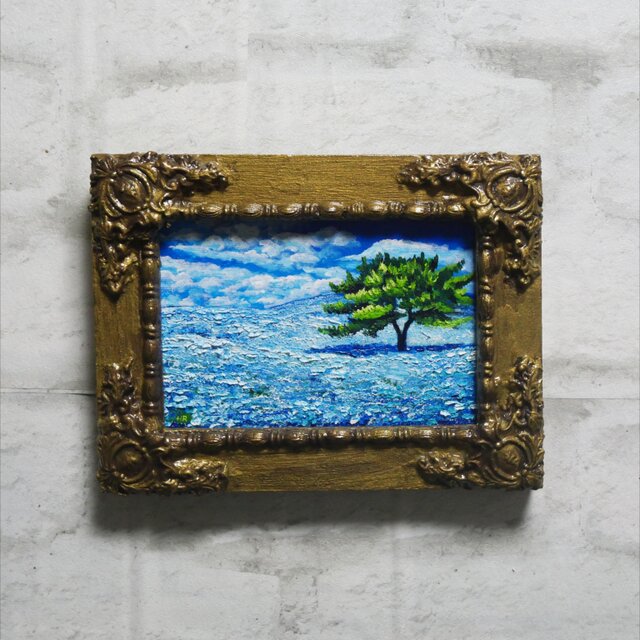油絵 ミニ絵画【ネモフィラの丘】 | iichi 日々の暮らしを心地よくする
