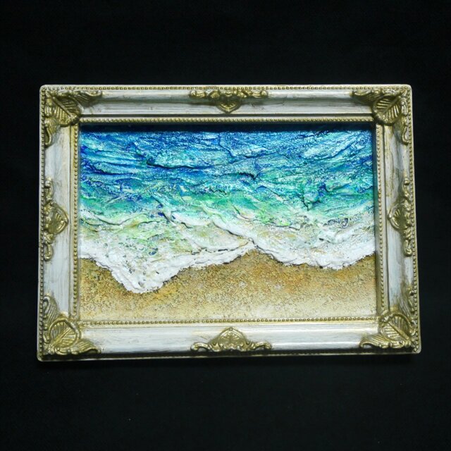 油絵 ミニ絵画【砂浜の海】 | iichi 日々の暮らしを心地よくする