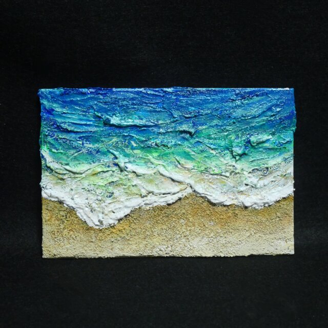 油絵 ミニ絵画【砂浜の海】 | iichi 日々の暮らしを心地よくする