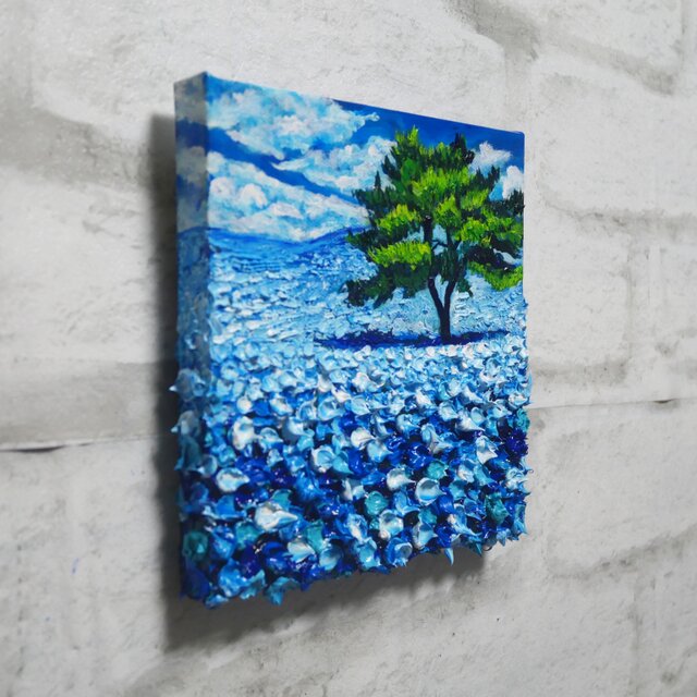 油絵 絵画 アートパネル【青いネモフィラの丘】 | iichi 日々の暮らし