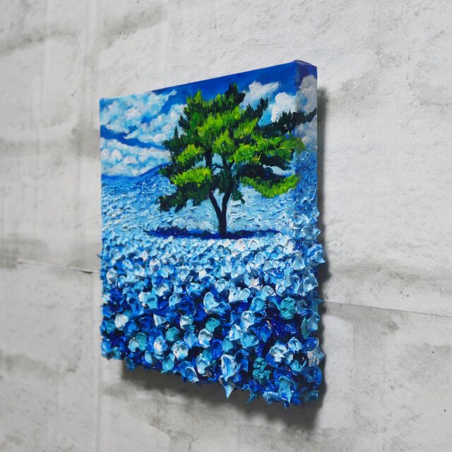油絵 絵画 アートパネル【青いネモフィラの丘】 | iichi 日々の暮らし
