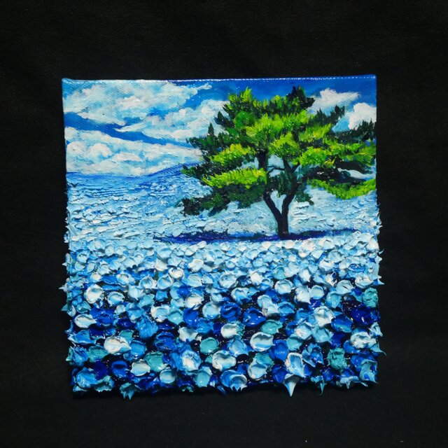 油絵 絵画 アートパネル【青いネモフィラの丘】 | iichi 日々の暮らし
