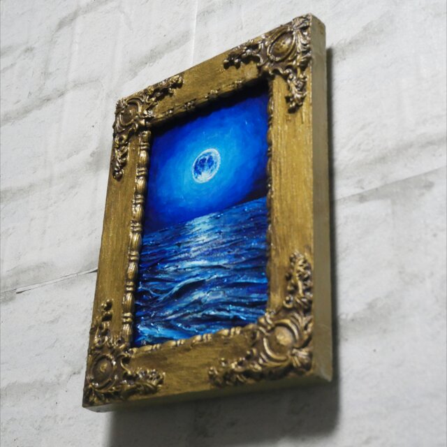 油絵 ミニ絵画【スーパーブルームーン】 | iichi 日々の暮らしを