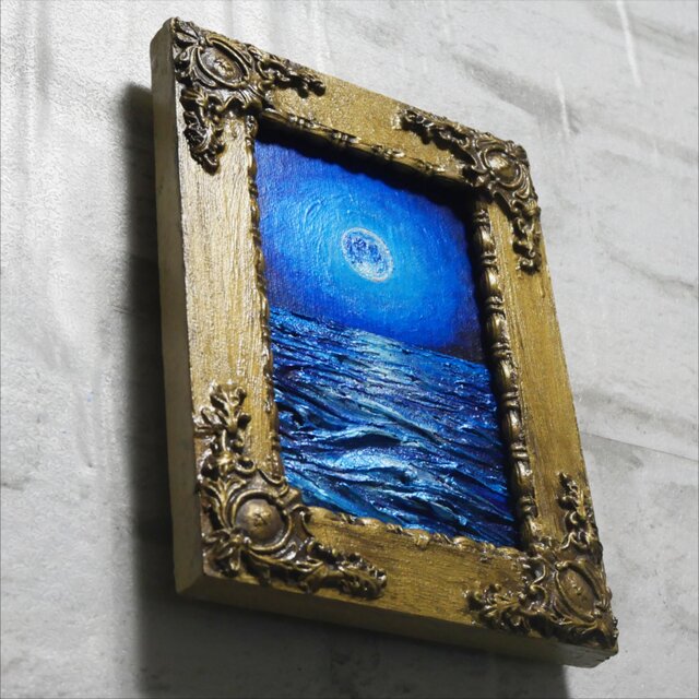油絵 ミニ絵画【スーパーブルームーン】 | iichi 日々の暮らしを