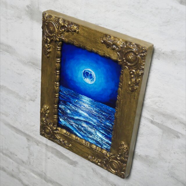 油絵 ミニ絵画【スーパーブルームーン】 | iichi 日々の暮らしを