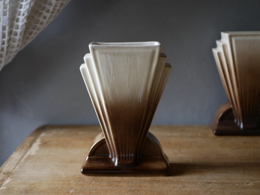 A　アールデコ　ブラウンフラワーベース　フランスヴィンテージ　アンティークのある暮らし