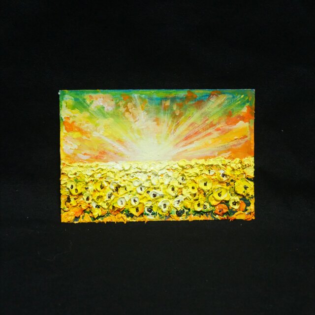 油絵 油彩 油彩画 絵 絵画 【黄昏の向日葵】ミニ絵画 油絵 【黄昏の向日葵】ミニ絵画 | iichi 日々の暮らしを心地よくする