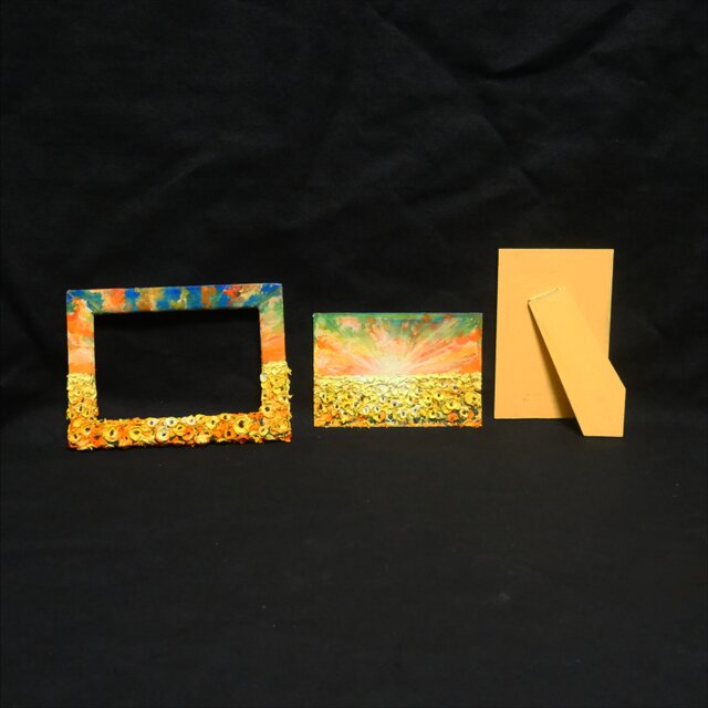 油絵 【黄昏の向日葵】ミニ絵画 | iichi 日々の暮らしを心地よくする