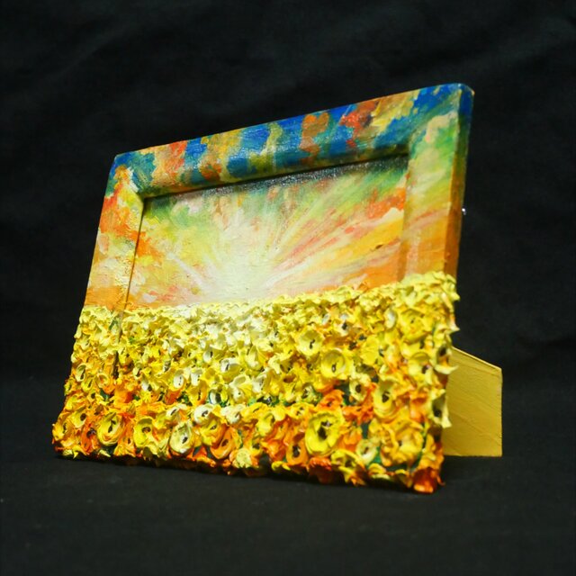 油絵 油彩 油彩画 絵 絵画 【黄昏の向日葵】ミニ絵画 油絵 【黄昏の向日葵】ミニ絵画 | iichi 日々の暮らしを心地よく