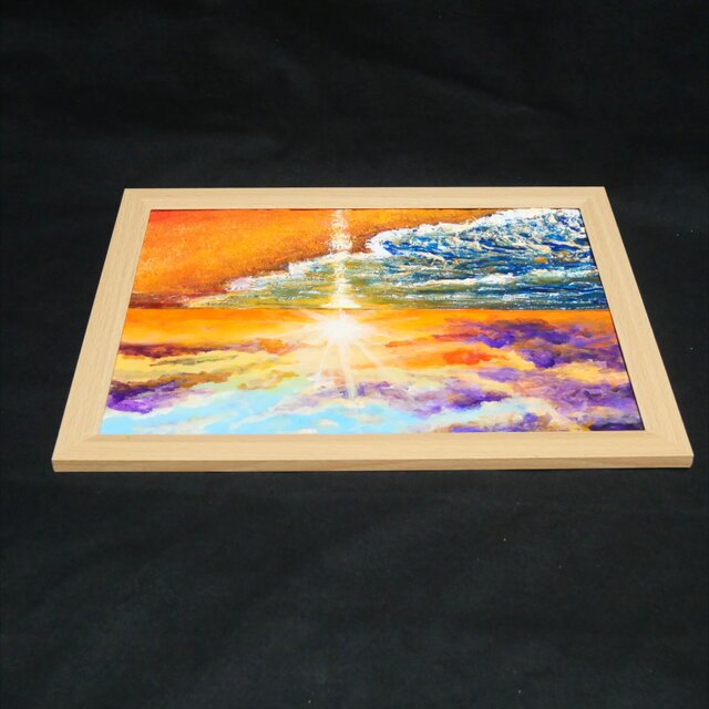 油絵 【夕陽に染まる海】 | iichi 日々の暮らしを心地よくする
