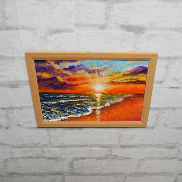 油絵 絵画 【砂浜の夕暮れ】 砂浜の夕暮れ】#油彩画 #芸術 #油絵 #絵 #アート #oilpainting #oil