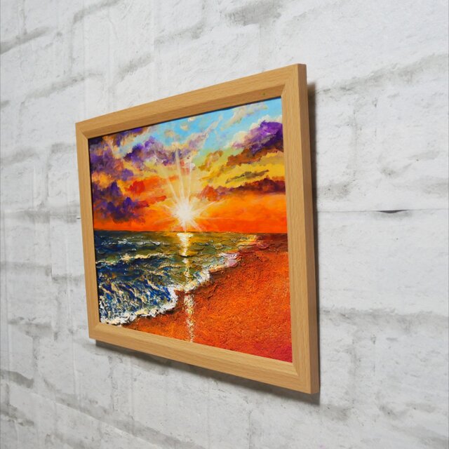 油絵 【夕陽に染まる海】 | iichi 日々の暮らしを心地よくする