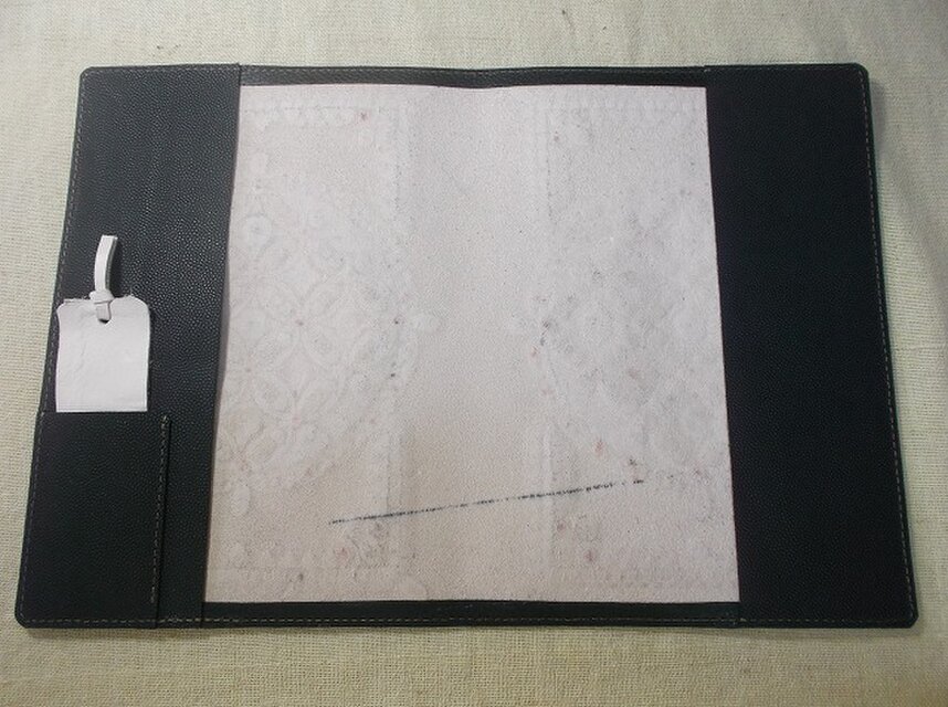 単行本サイズブックカバー 牛革 刻印＆拭き染め