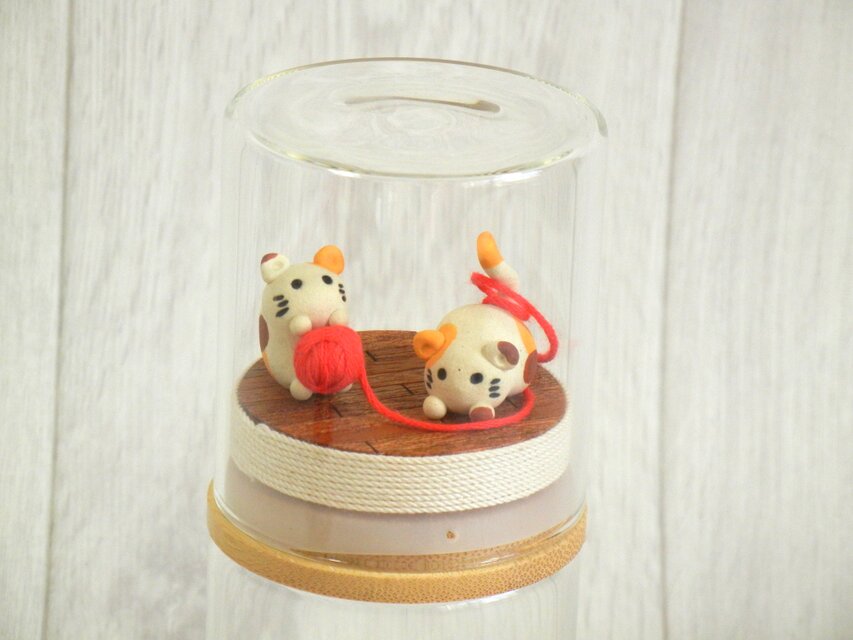 ガラス瓶の中のジオラマ（ネコ・キャット毛糸玉遊び）Ｂ