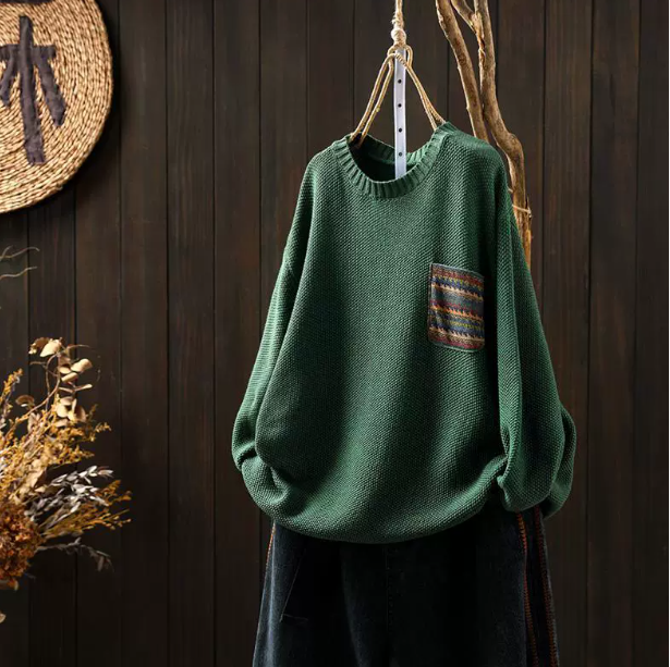 新作｜レディース ニットセーター オーバーサイズ プラスサイズ 丸首 ロングスリーブ 秋 カジュアル