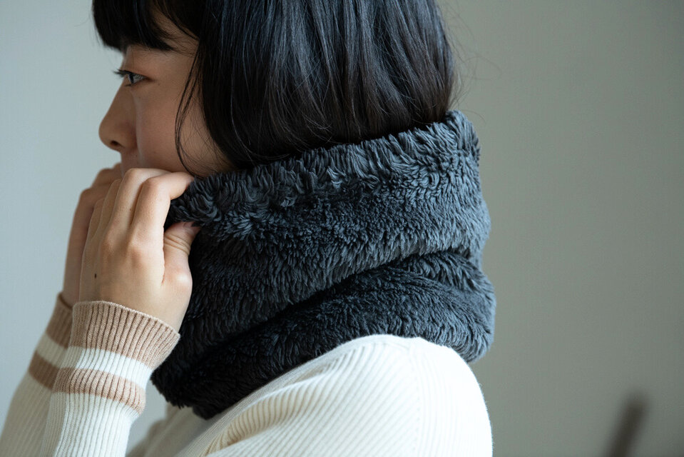 榊染め　Organiccotton Fur ふわふわネックウォーマー【Big size】