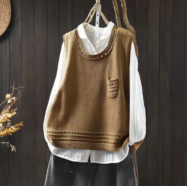 新作｜ ショートニットベスト レディース ノースリーブ ゆったり レイヤード カジュアルトップス