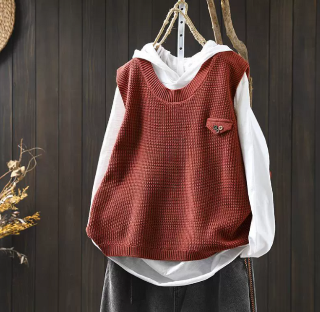 新作｜ ニットベスト レディース ゆったり オーバーサイズ レイヤード プルオーバー