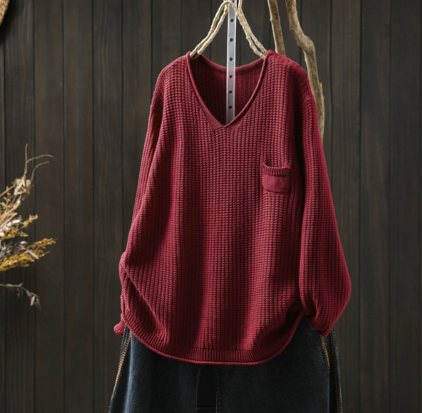 新作｜ Vネック ゆったり ニットセーター カジュアル 長袖