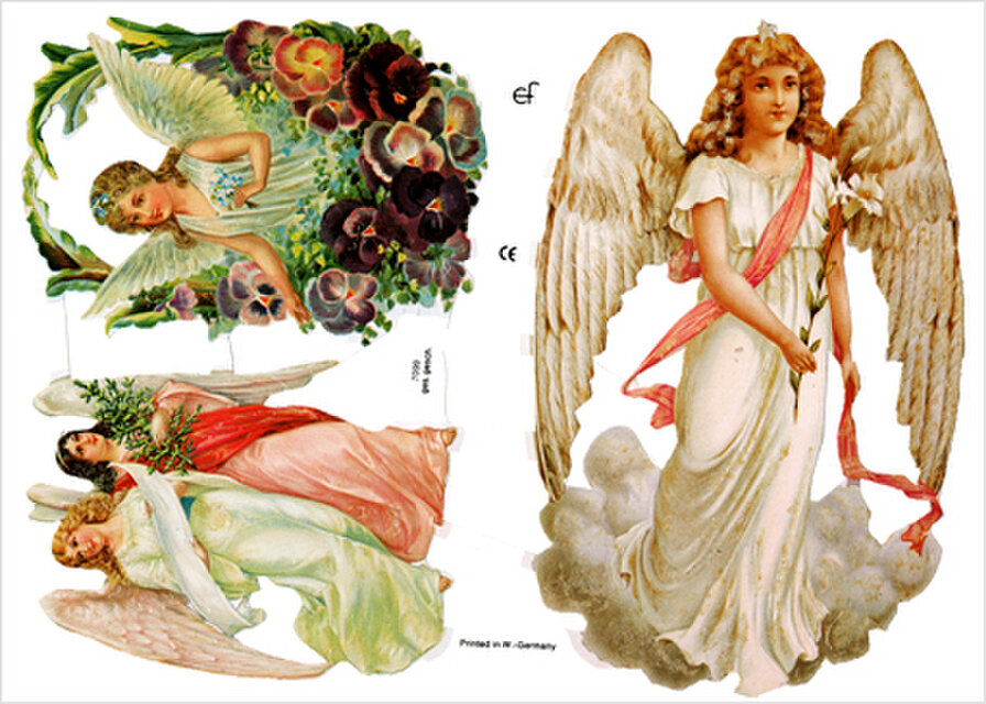 ドイツ製クロモス ビオラと白ユリの天使 ラメなし　DA-CHY091（Made in Germany)