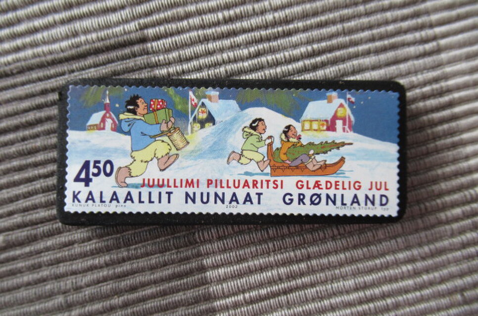 グリーランド　クリスマス切手ブローチ10612