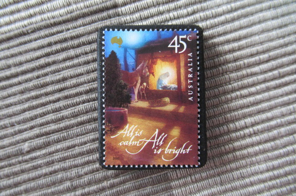 オーストラリア　クリスマス切手ブローチ10615