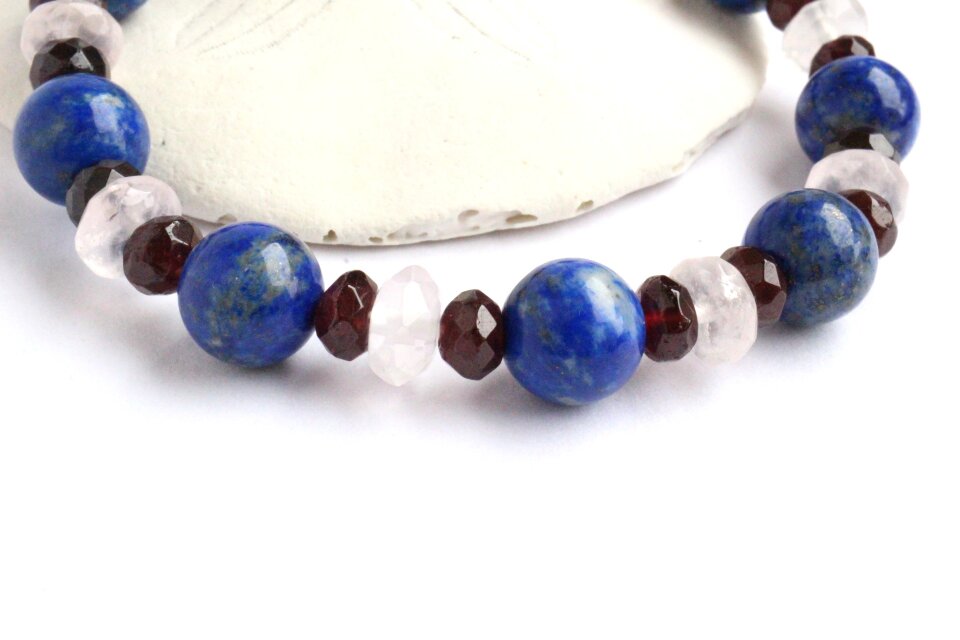 ラピスラズリ×ガーネット×ローズクォーツ　ブレスレット