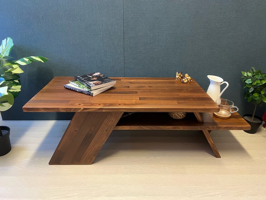 送料無料】 ローテーブル 長方形 アングル脚 110cm 45cm 35cm 収納付き