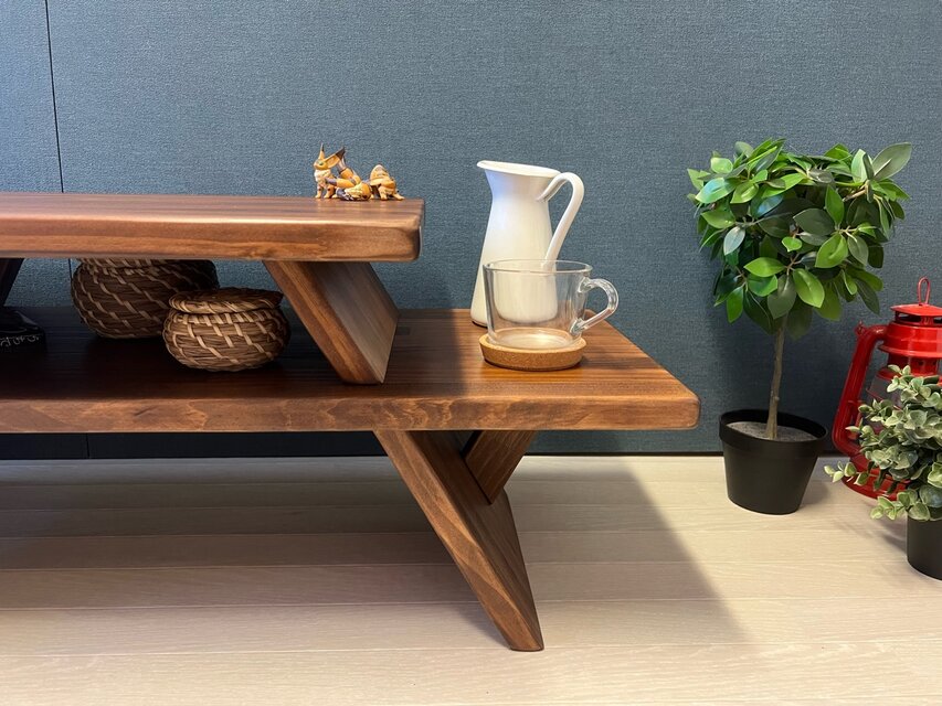 送料無料】 ローテーブル 長方形 アングル脚 110cm 45cm 35cm 収納付き