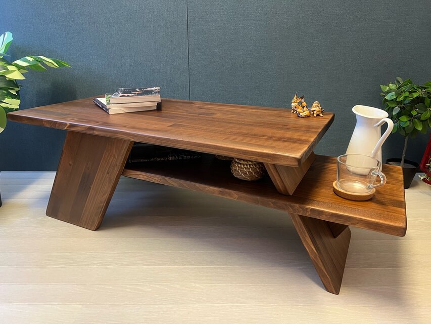 送料無料】 ローテーブル 長方形 アングル脚 110cm 45cm 35cm 収納付き