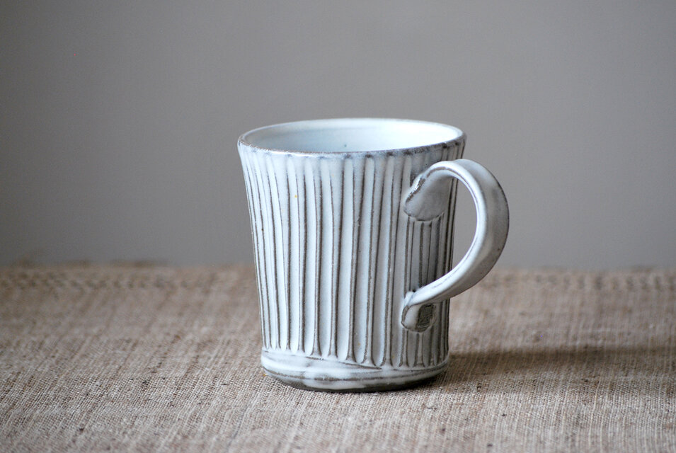 マグカップ　しのぎ　グレーホワイト