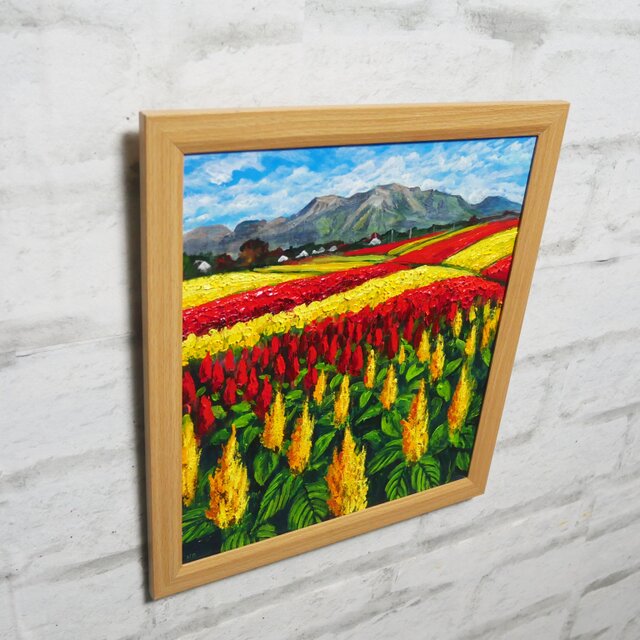 油絵【秋日和のケイトウ】 | iichi 日々の暮らしを心地よくする