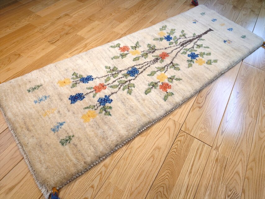 ウール ギャッベ ランナーラグ 廊下マット ペルシャ絨毯 ペルシャ