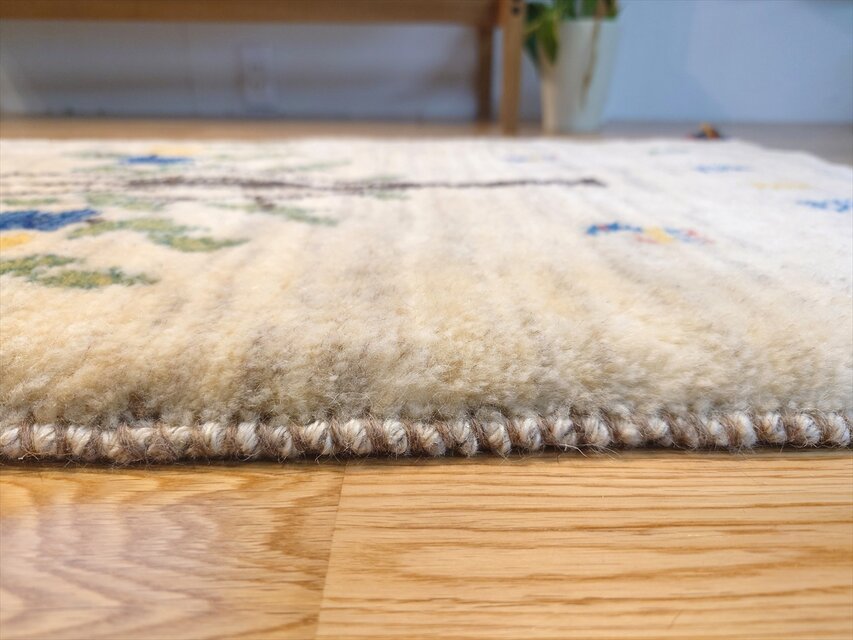 ペルシャ ギャッベ ランナー中 ラグ 140×52㎝ 生命の木 ベージュ Gray