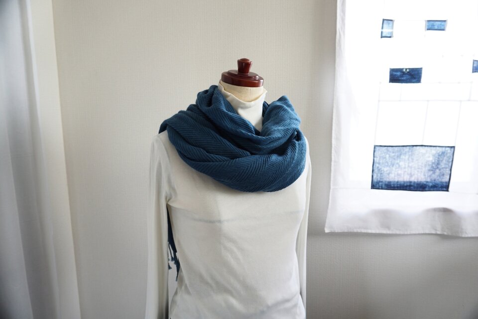 ウールストール　ヘリンボーン