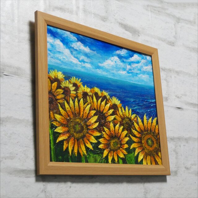油絵【海とひまわりのハーモニー】 | iichi 日々の暮らしを心地よく