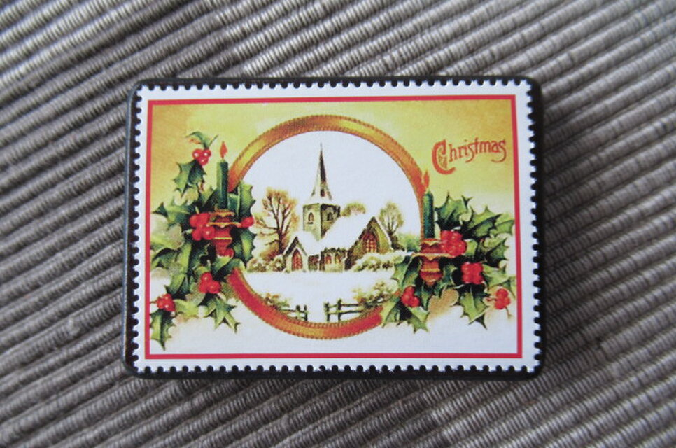 タジキスタン　クリスマス切手ブローチ10671