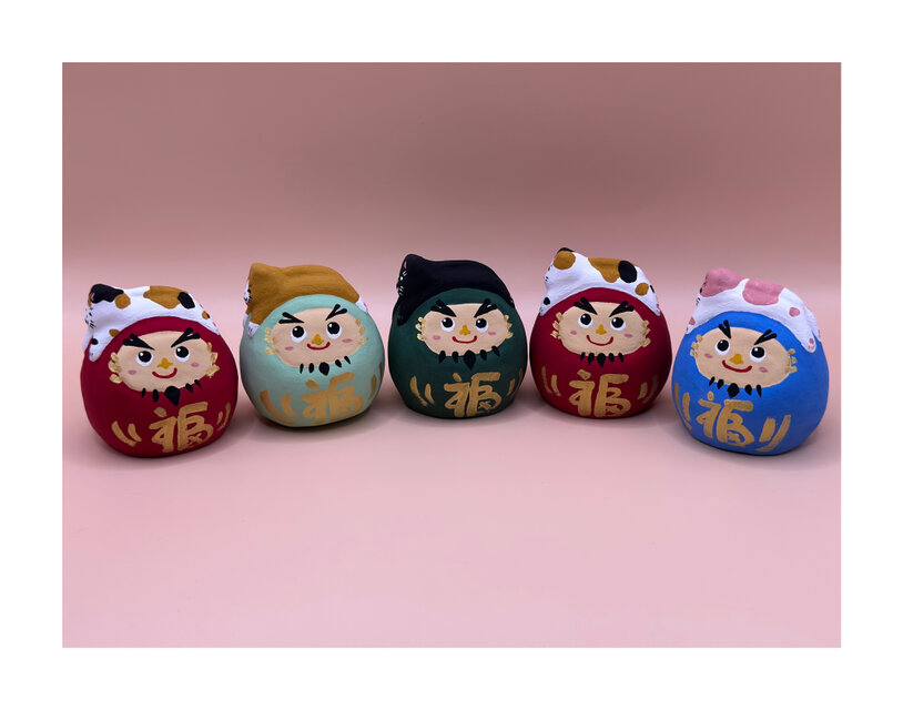 達磨界の頂点 だるま浅緑色×茶猫 | iichi 日々の暮らしを心地よくする